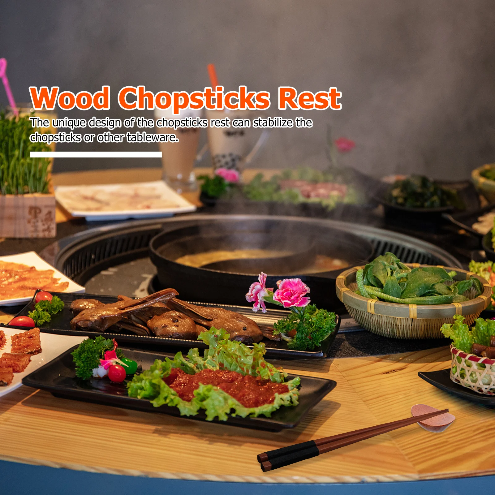 

6pcs Wooden Chopstick Holder Stand Natural Wood Tableware Rest For Fork Spoon Kitchen Organizer Chopstick Rests Wood Chopsticks