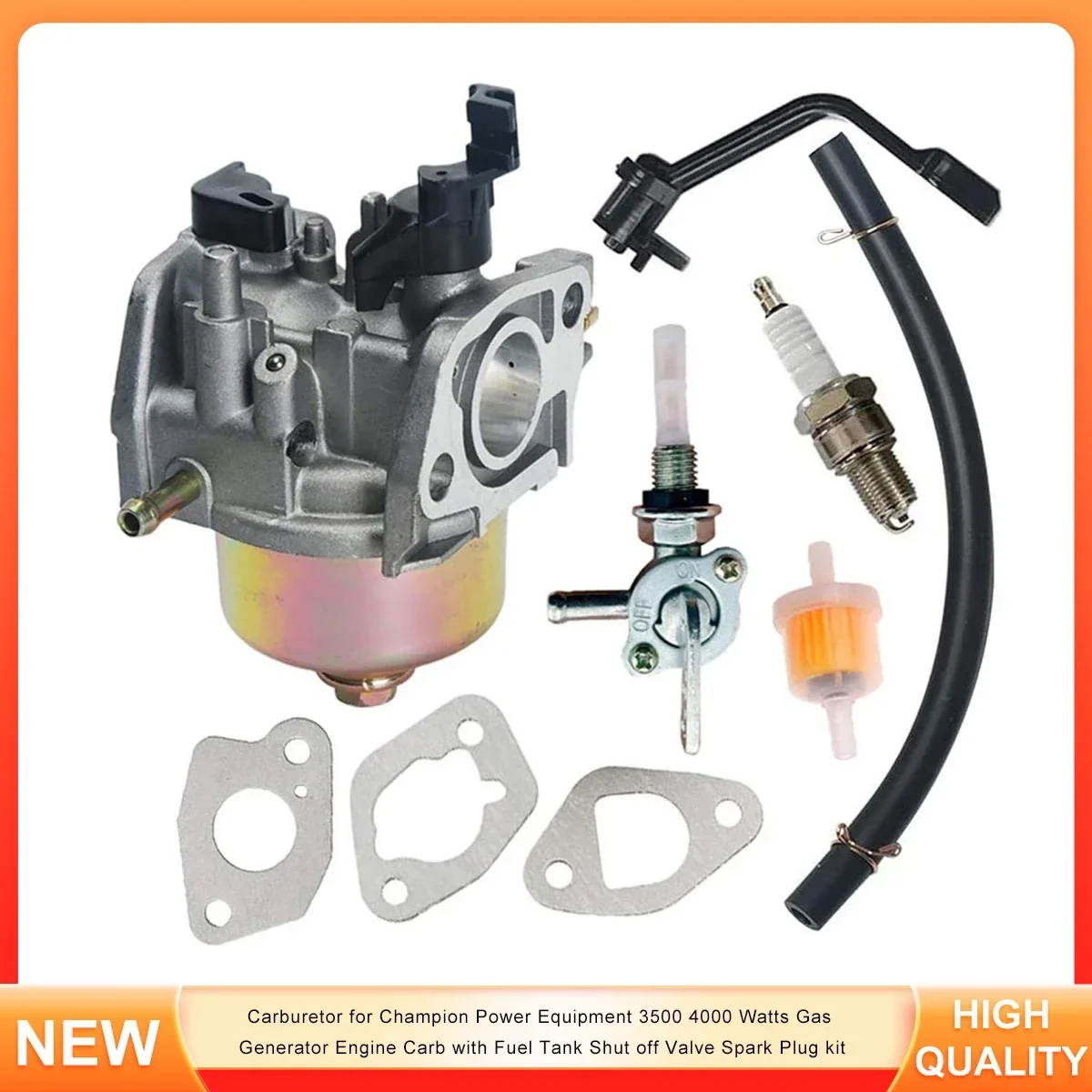 

Carburetor for Champion Power Equipment 3500 4000 Watts Gas Generator Engine Carb with Fuel Tank Shut off Valve Spark Plug kit