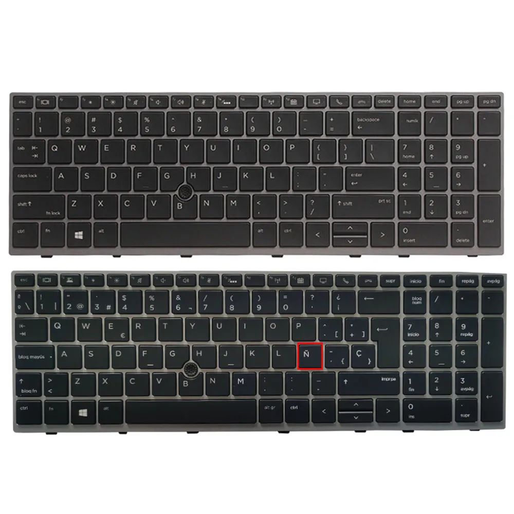 New For HP EliteBook 850 G5 US/UK/Spanish Laptop keyboard with Pointing stick silver frame