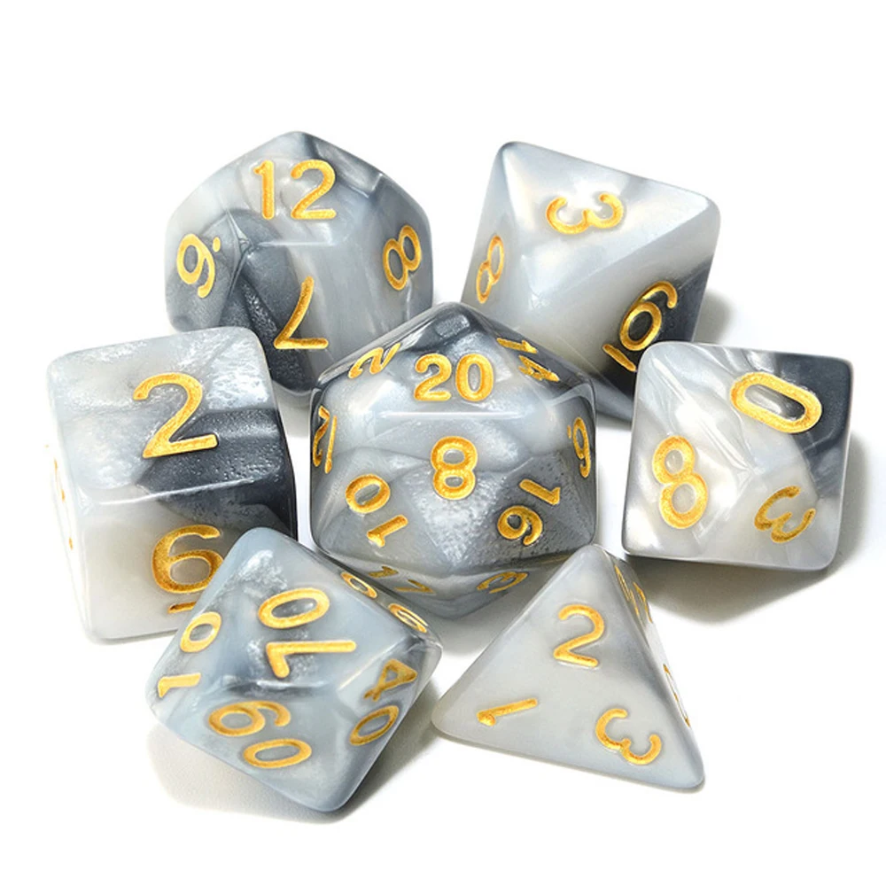 

Инструменты для ролевых игр DnD для RPG Dungeons D4 D6 D8 D10 D12 D20 7 шт./компл. двухцветные акриловые игральные кости, разноцветные многогранные игральные кости
