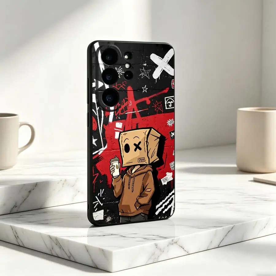 Phone Cover Case for Samsung Galaxy S26 S22 S23 S24 Ultra Note 20 10 Ultra S20 FE S21 Plus S25 Edge Black Red Box Man Graffiti