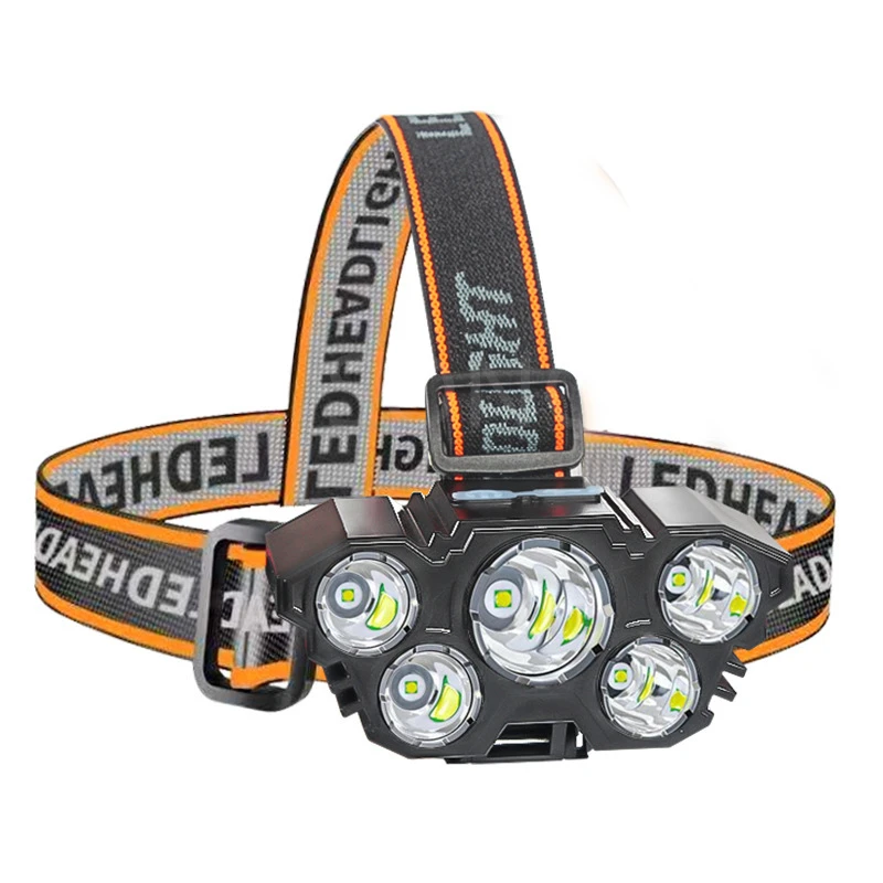 Brightest USB Rechargeable headlamp Headlight high powerful 5 LED head lamp torch Head light built in Rechargeable 18650 Battery