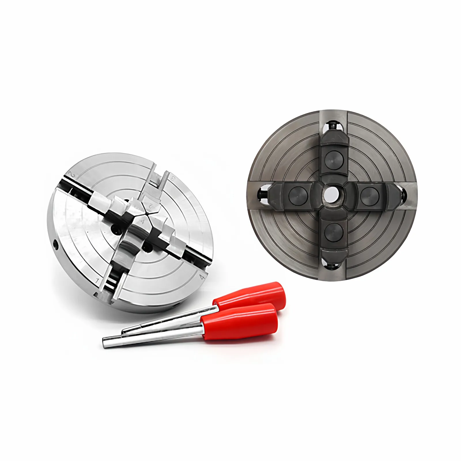 

woodworking lathe with single-action linkage four-jaw chuck disc flower plate vase bamboo tube fixing tool turning tool