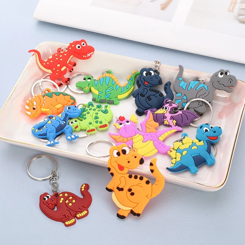 12pcs Dinosaur Keychain Party Favor Kids Dino Birthday Decoration Supplies Gift