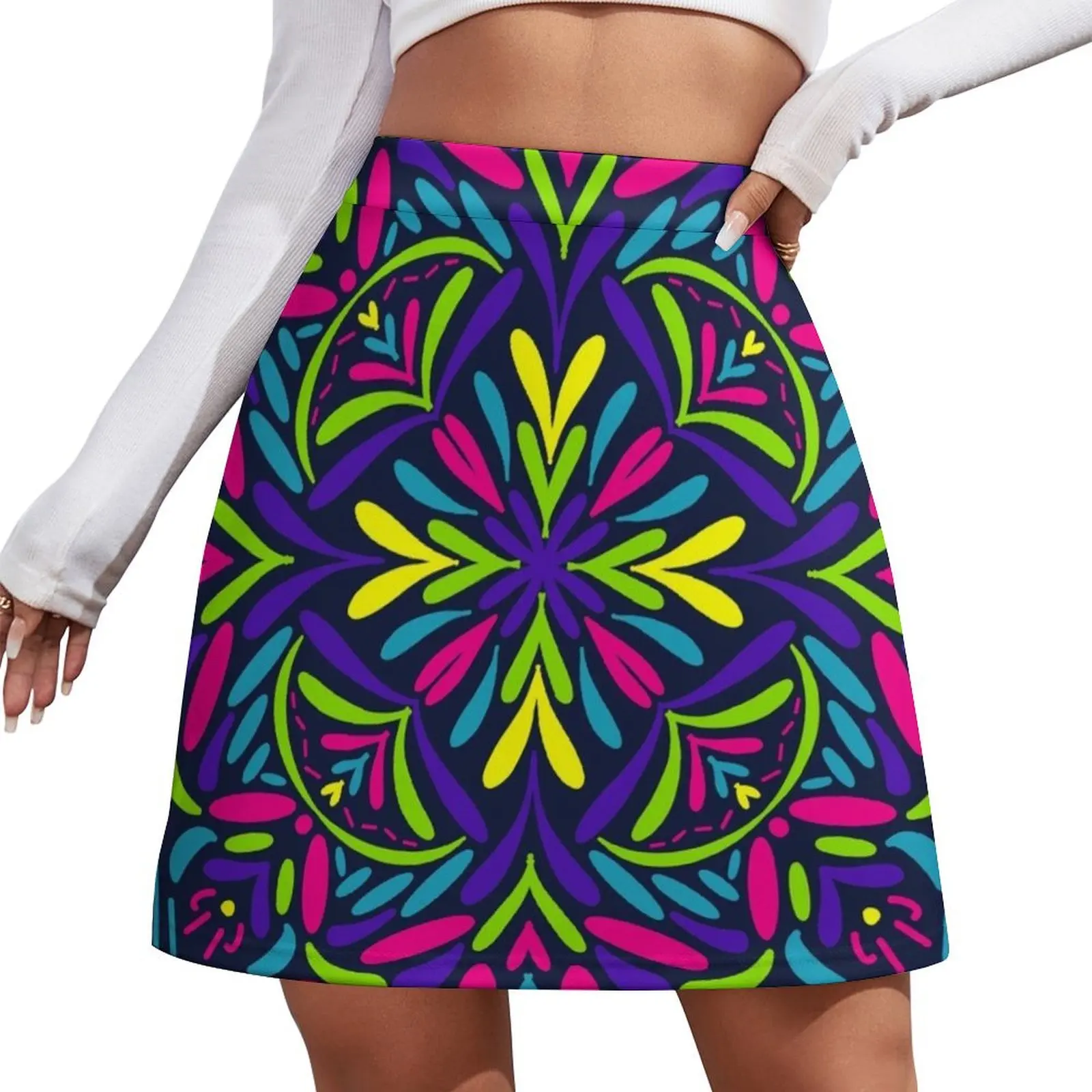 

Coral Mandala Mini Skirt new in dresses Women skirt Mini Skirt