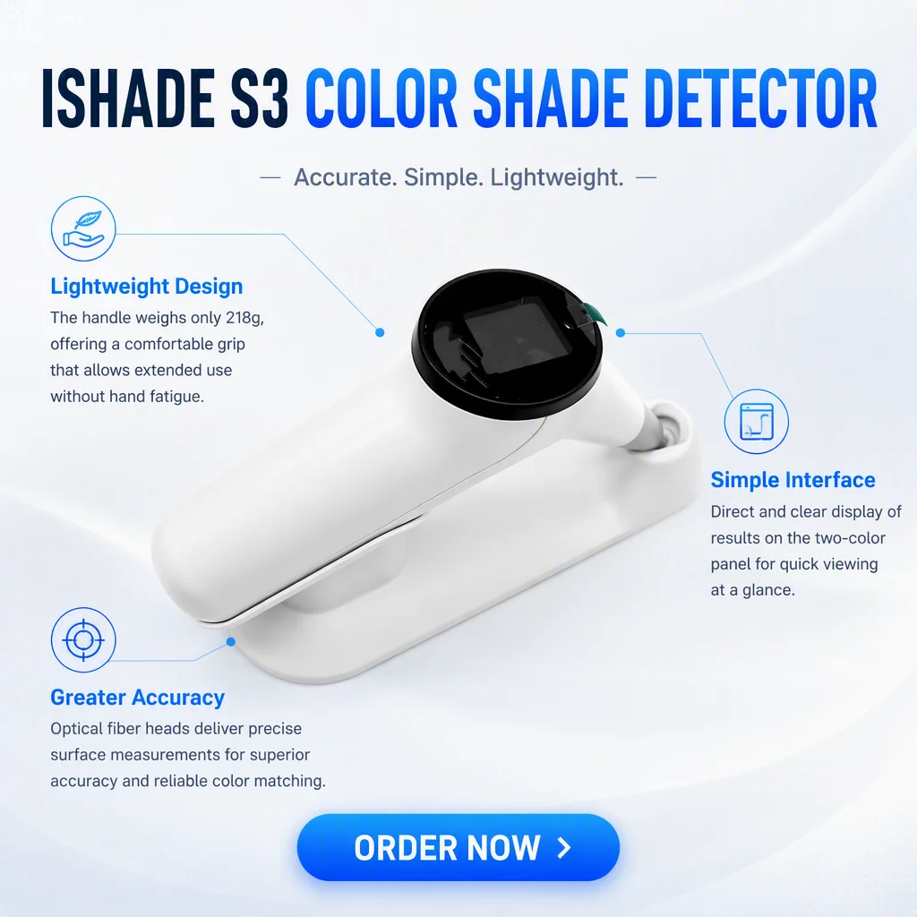 Dental Color Comparator iShade S3 Dental Shade Detector 7-Probe True Color Matching for VITA Color Shade Detector ishade