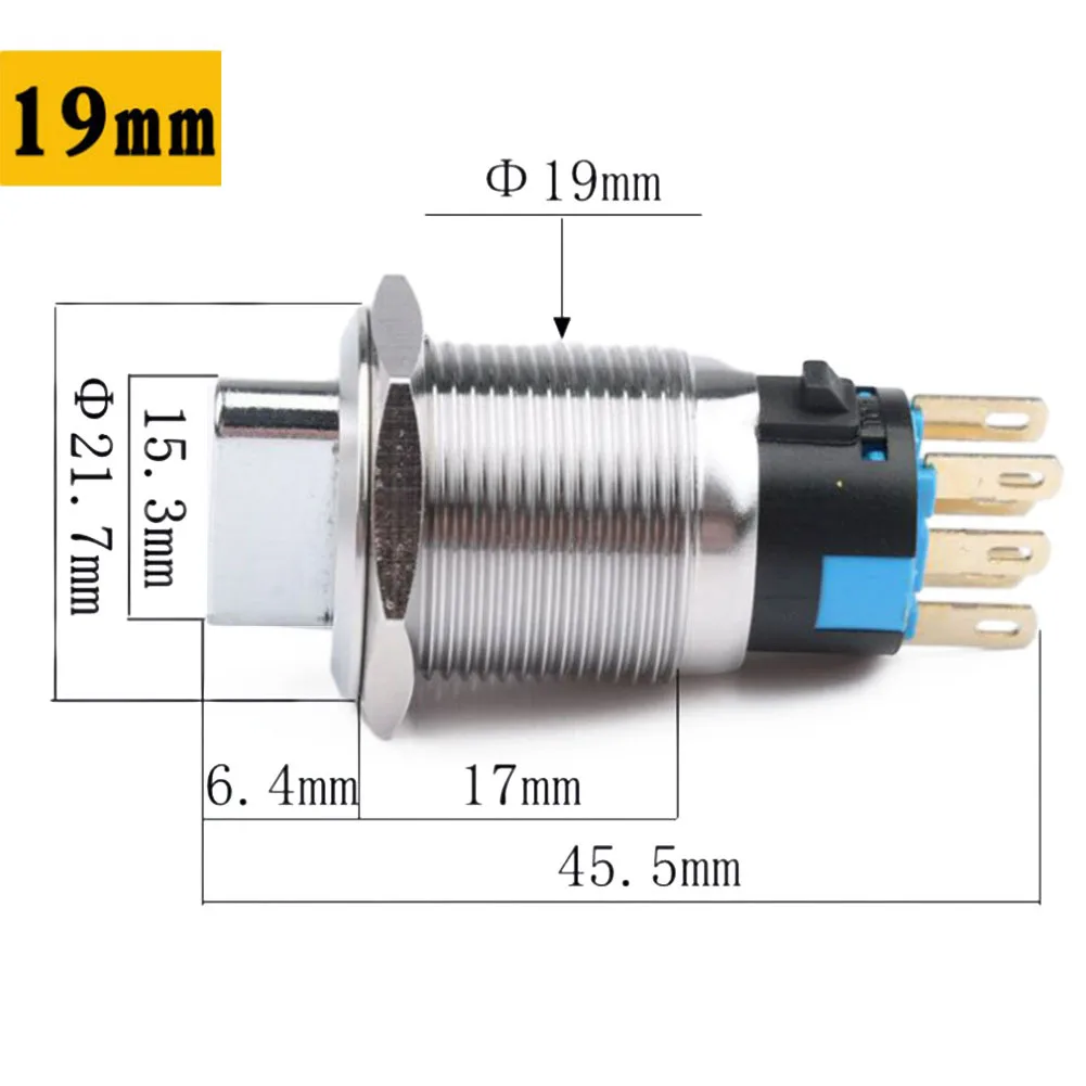 For Industrial Environments 2NO2NC Switch Self Reset Push Button Switch Appliance Yellow Light Bright Point Light LED