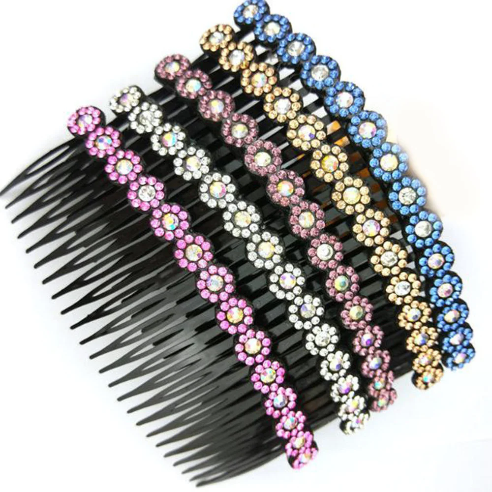 Rhinestone Crystal Comb Clip Women Hair Accessories Bangs Clip Back Head Headdress Broken Hair Finishing Tools Hair Clip Hairpin