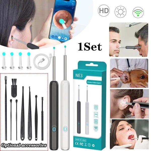 Ear Wax Removel WIFI Visible Wax Spoon Otoscope with 5M Camera Ear Pick Wax Removal Tool Luminous Otoscope Ear Cleaning Tools