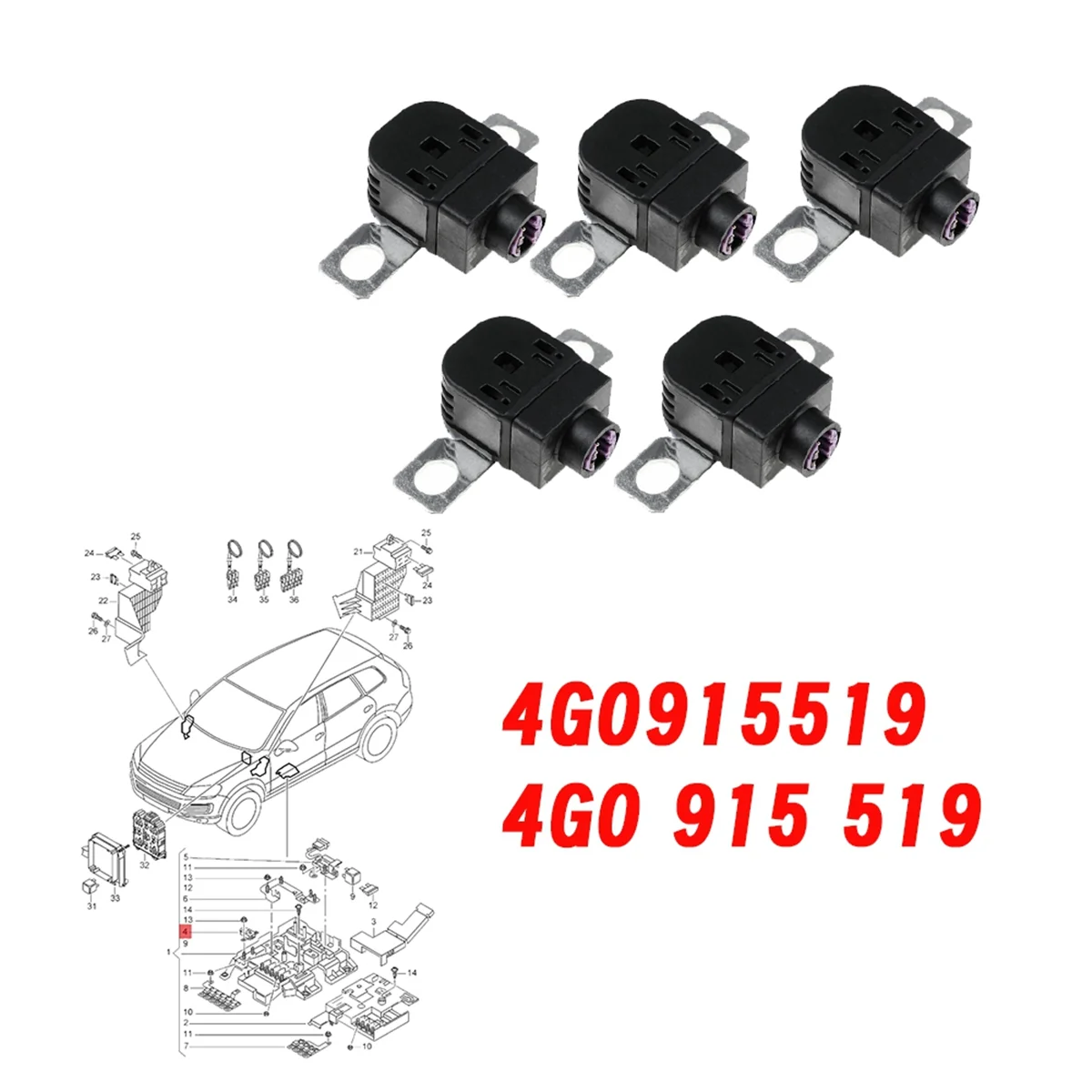 Super Sale 5pcs 4G0915519Battery Fuse Overload Protection Disconnect for Audi A1 A4 A5 A6 A7 A8 VW Touareg 2011-2018 4G0 915 519