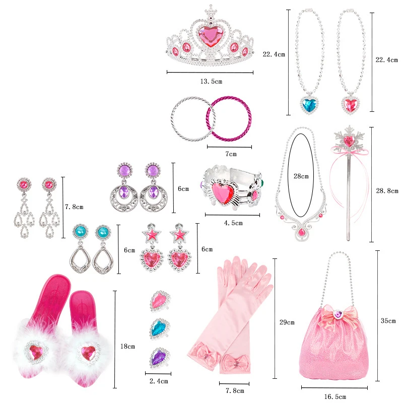 Mädchen Prinzessin Spielen Zuhause Schmuck Schöne Zauberstab Kristall Schuhe Krone Halskette Ring Tasche Set DIY Dress Up Spielzeug Geburtstag Geschenke