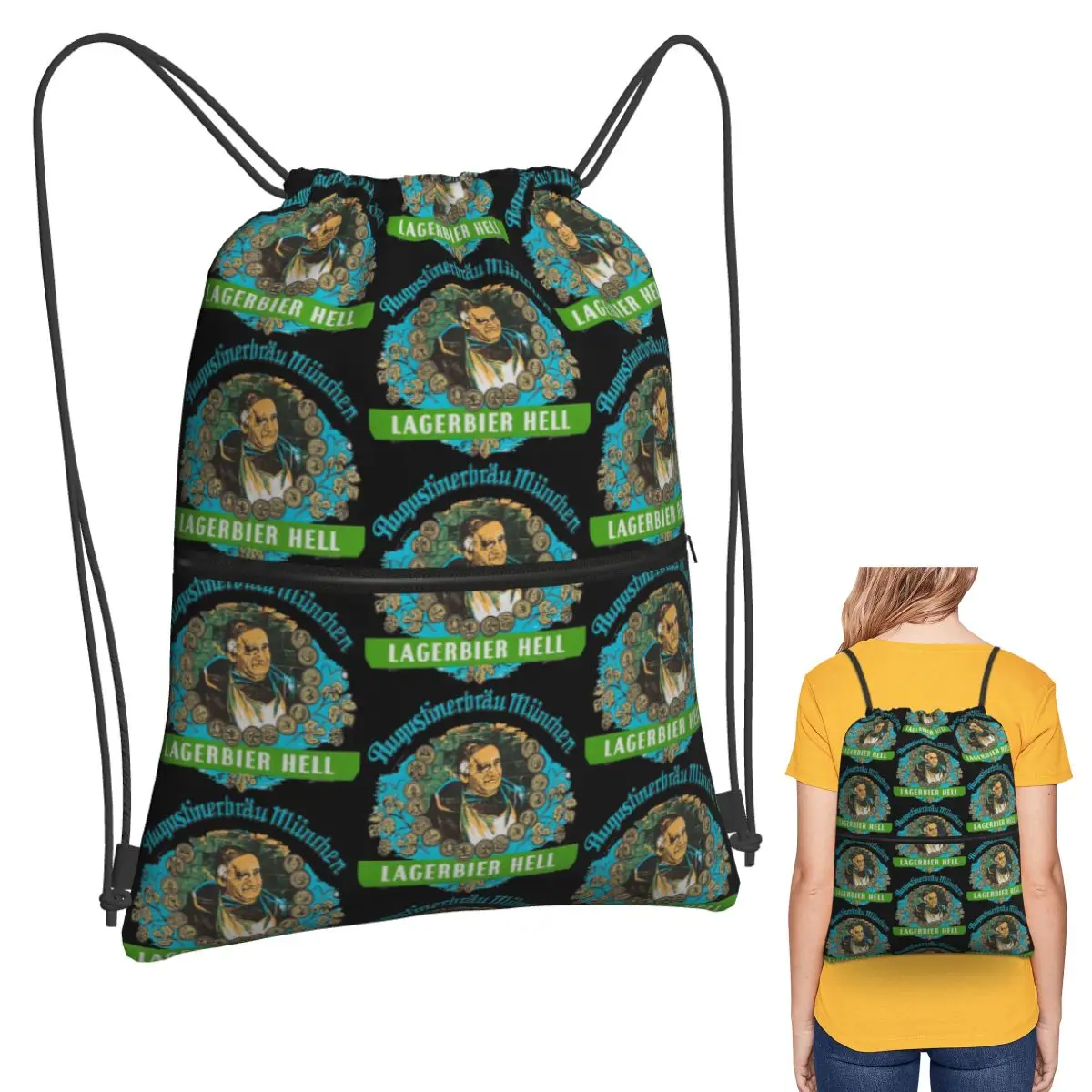

Augustiner Munich Beer...Lagerbier Hell Классические рюкзаки на шнурке Карманная спортивная сумка Сумки для книг для мужчин и женщин Студентов