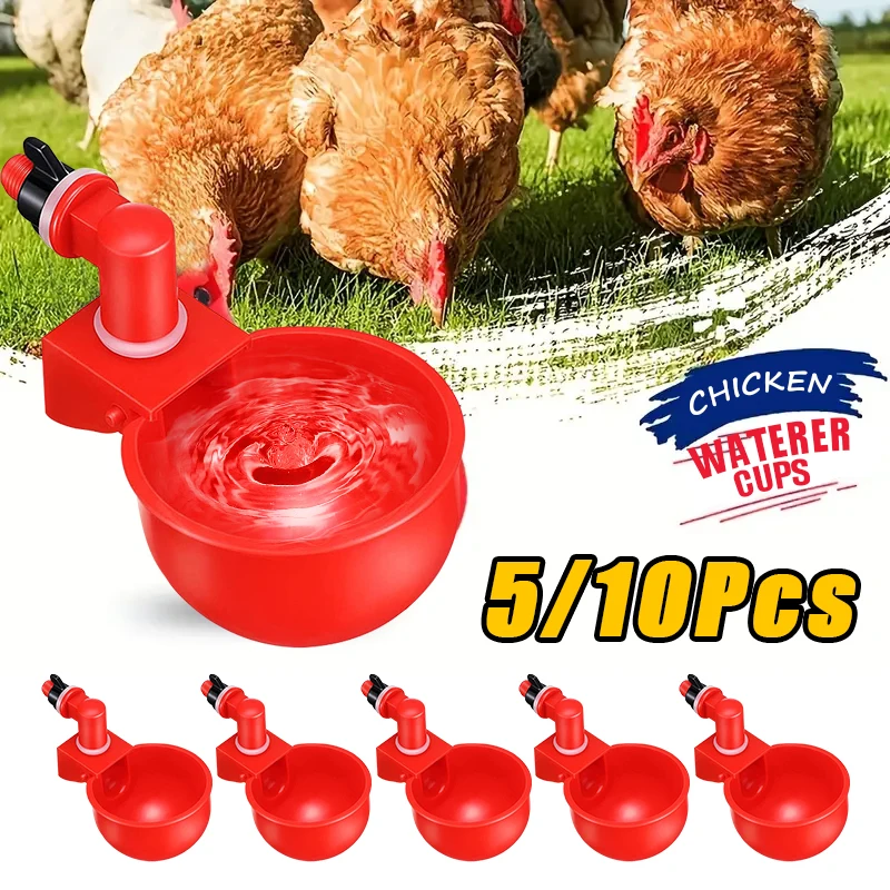 Chicken Drinking Cup Automatic Drinker Chicken Feeder Plastic Poultry Waterer Drinking Water Feeder for Chicks Duck Goose Quail