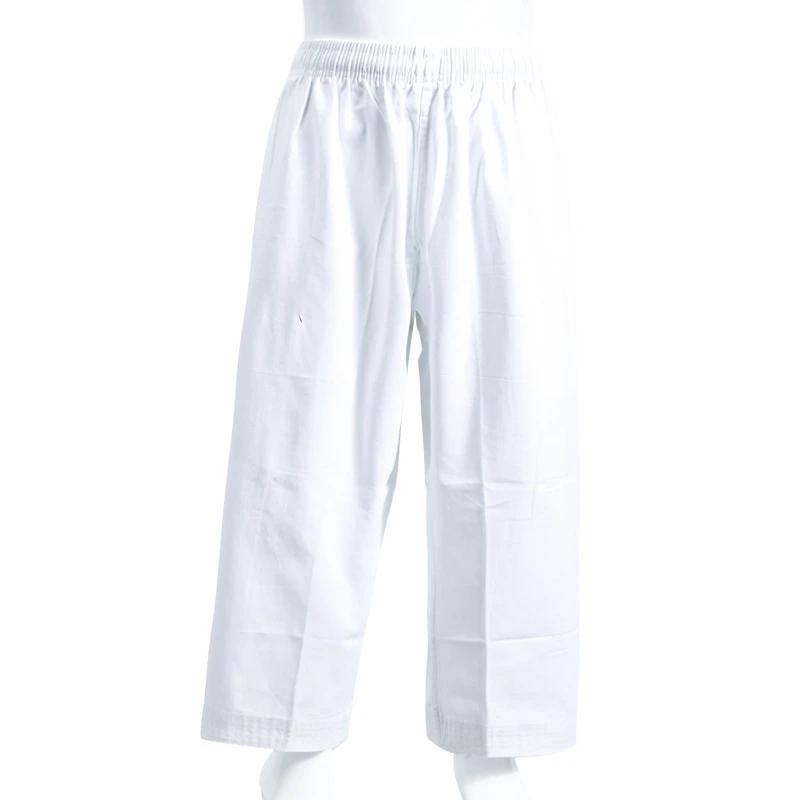 Adult Kids Taekwondo Pants Poly-Cotton White Dobok Trousers Elastic Waist Drawstring Pants for Karate TKD Martial Arts Sparring