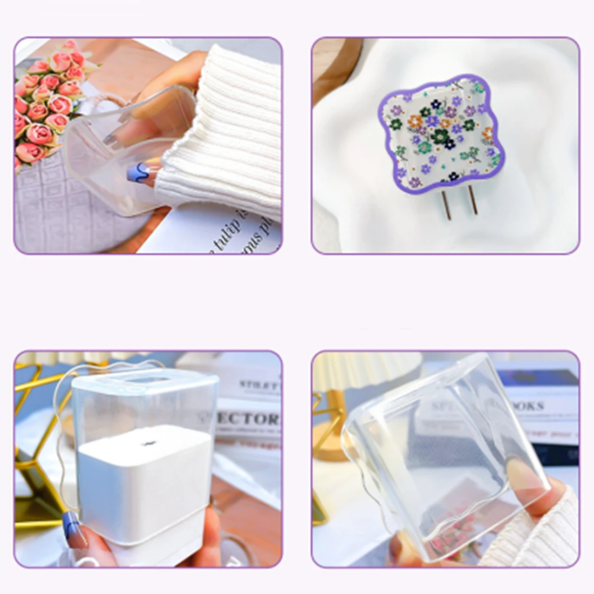 5pcs Colorful Flower USB Cable Data Line Protector Cover For iPhone 18/20W Fast Charging Case Cartoon Winder Organizer