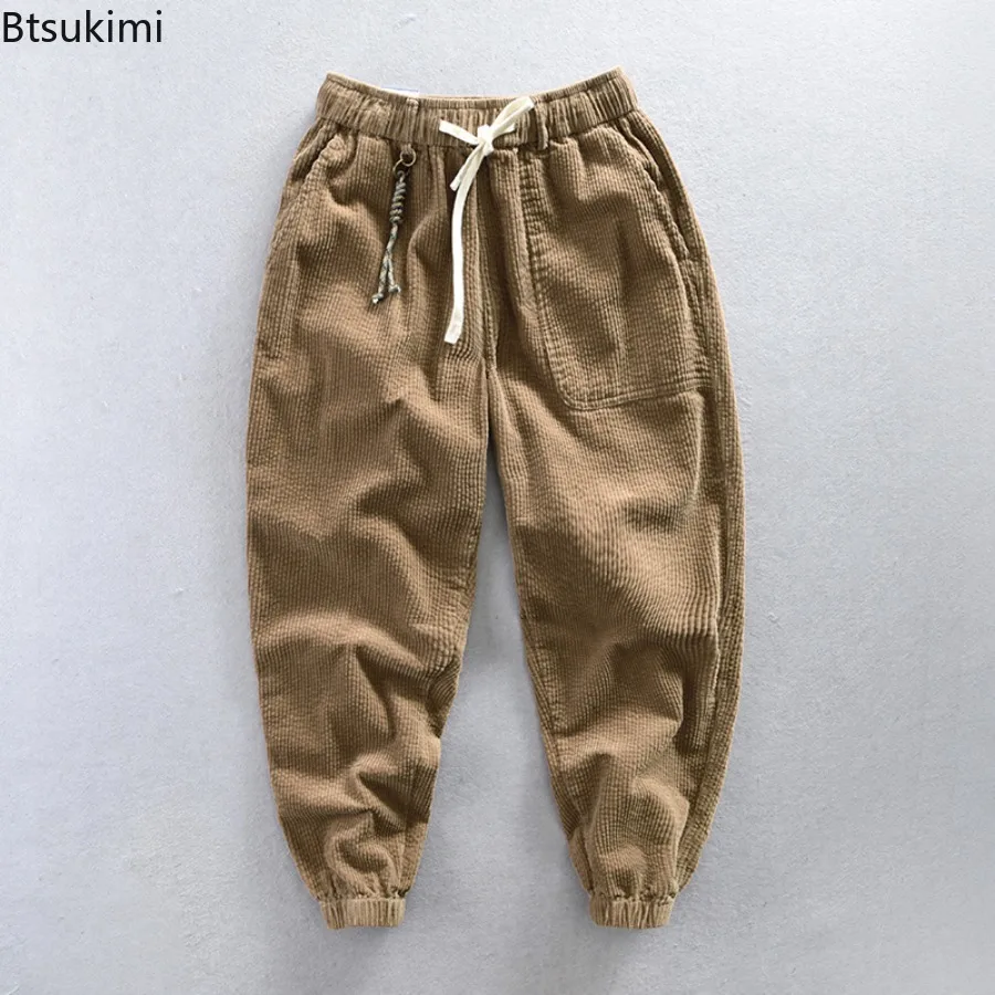 

Новые весенне-осенние мужские вельветовые брюки в стиле Харадзюку, модные уличные брюки-карго, мужские свободные спортивные штаны, повседневные брюки из 100% хлопка