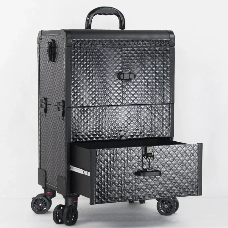 Large portable pull rod cosmetic case professional nail artists go out tattoo artist special tools storage box.