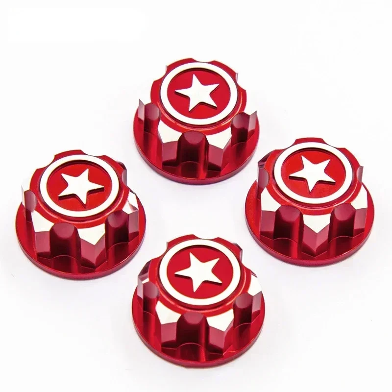 4PCS RC Car Aluminum 17mm Hex Wheel Nuts Dustproof Anti-Skid Non-slip for 1/8 TRAXXAS X-Maxx Summit E-Revo Buggy RC Truck Color: