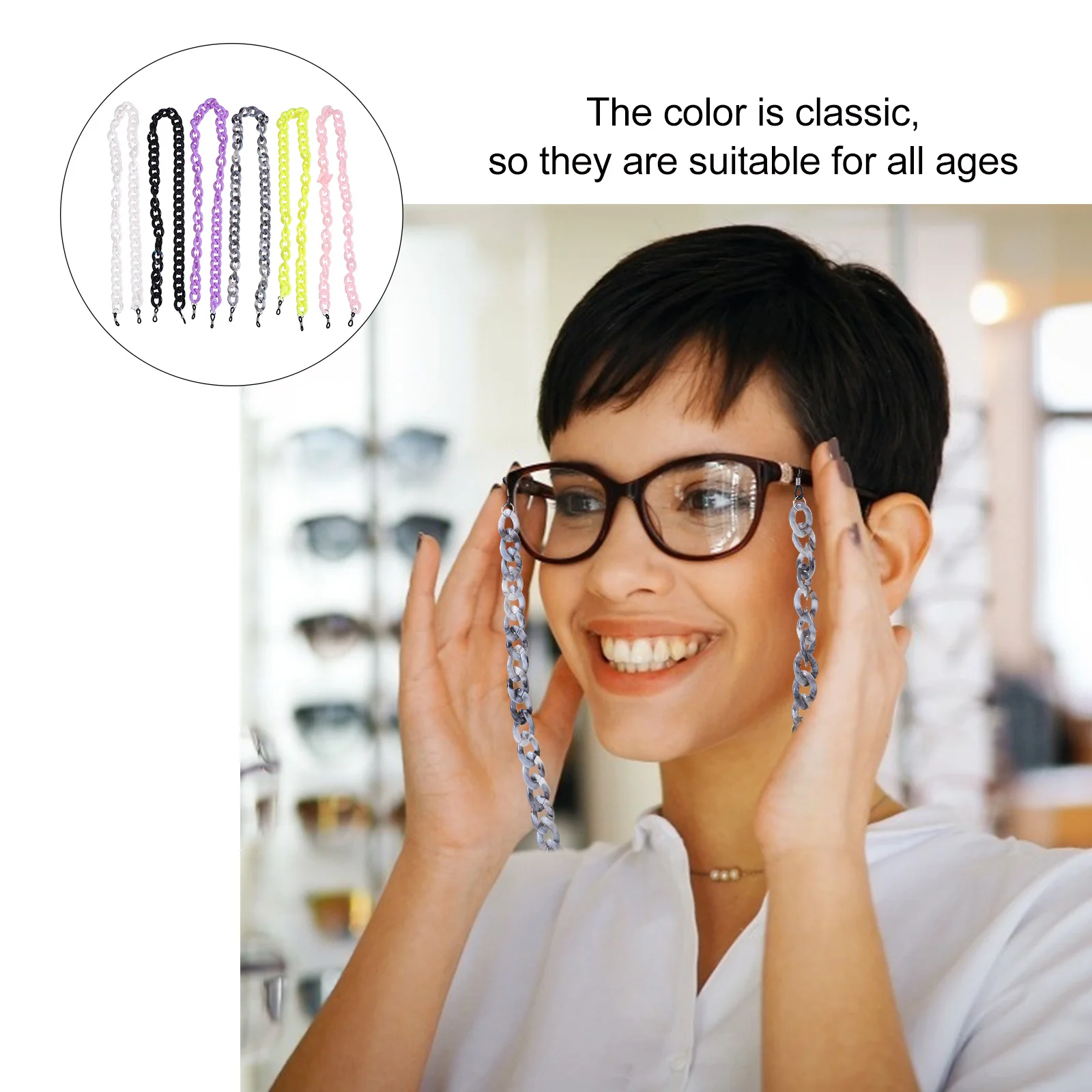 

6Pcs Glasses Chain Reusable Mask Hanging Chain Adjustable Face Cover Lanyard Secure Fit No More Pocket Stuffing