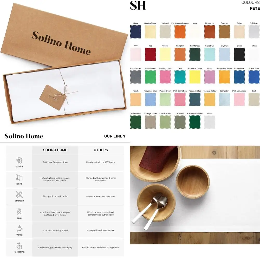 

Pure Linen 14 x 108 Table Runner for Winter Holidays and Special Occasions