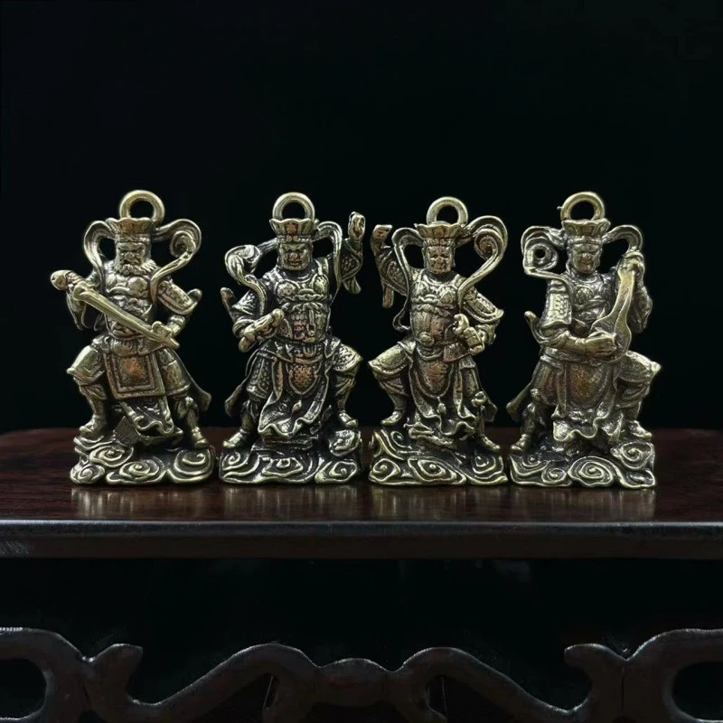 Collection Chinese Brass Carved The Four Heavenly Kings Four Diamond Buddhas Exquisite Statue