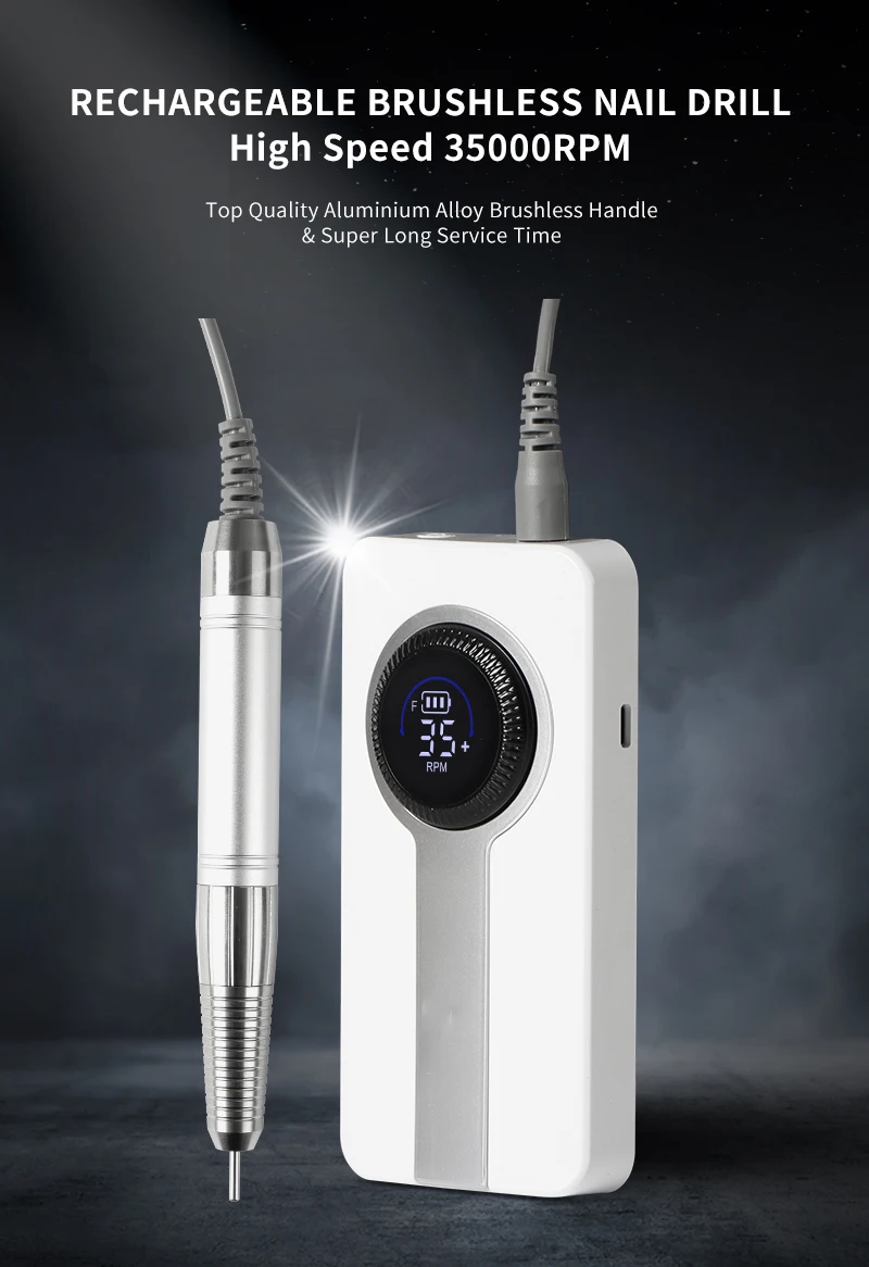 4QUEENS Perceuse à ongles électrique portable rechargeable, polisseuse à ongles, dissolvant électrique professionnel, stockage d'énergie, faible bruit, outils d'art des ongles