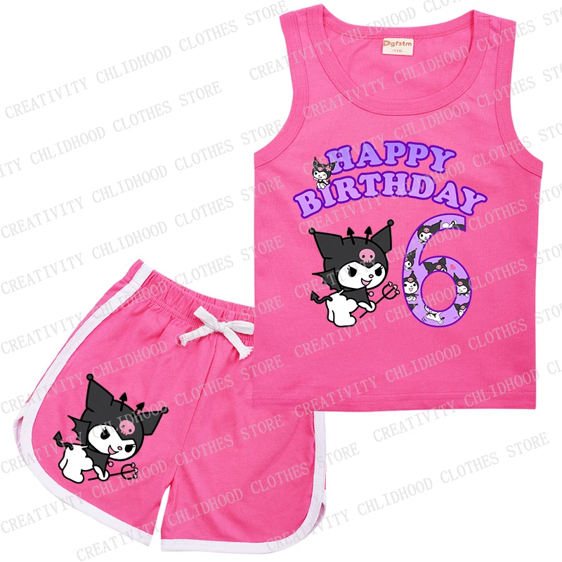 Kuromis Children Sports Suit Birthday Number 123456789 10 11 12 Kids Girl Boy Vest & Shorts Casual Clothes Sleeveless Sets