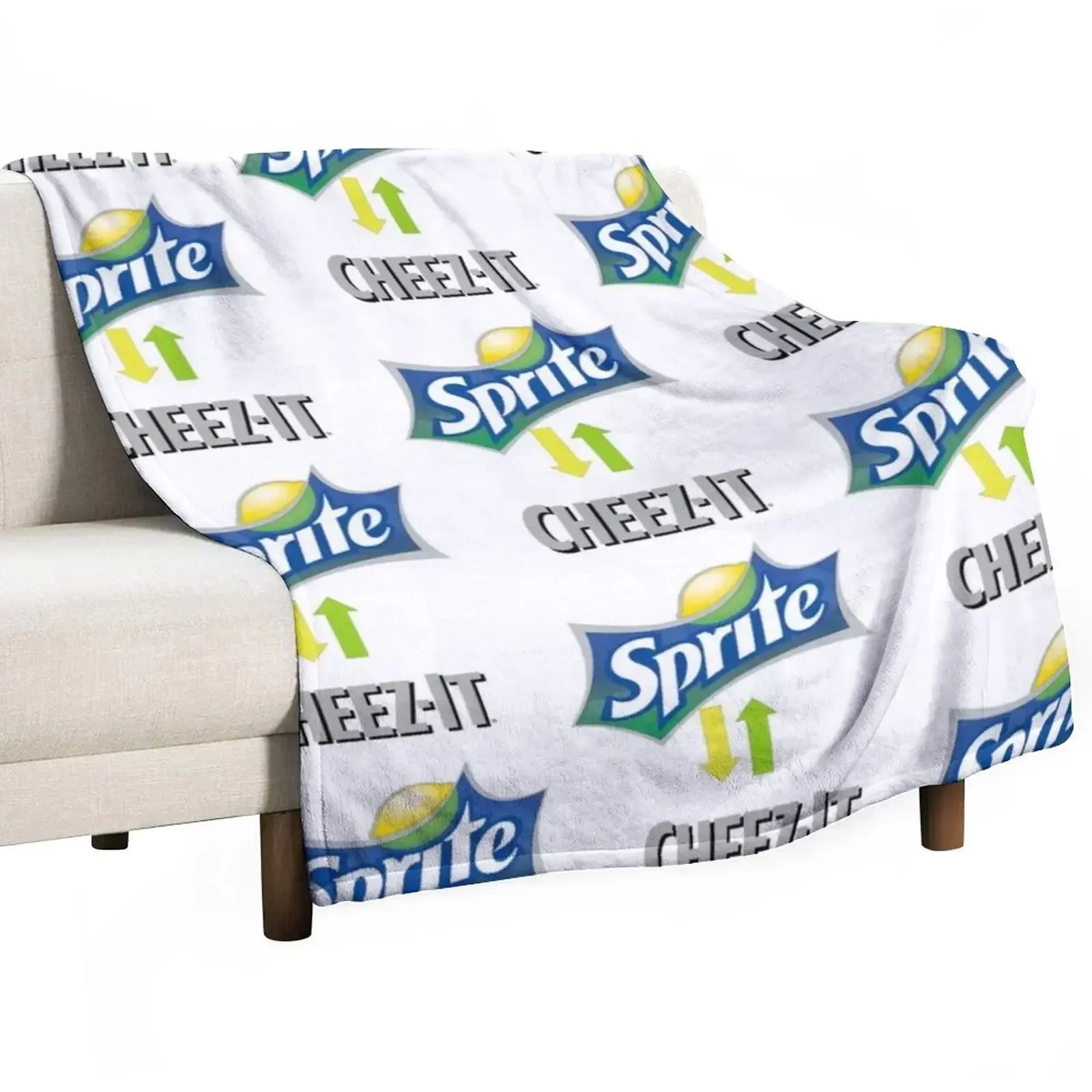 Sprite and Cheez-it Throw Blanket Weighted Plaid on the sofa Sofas Hairys Blankets