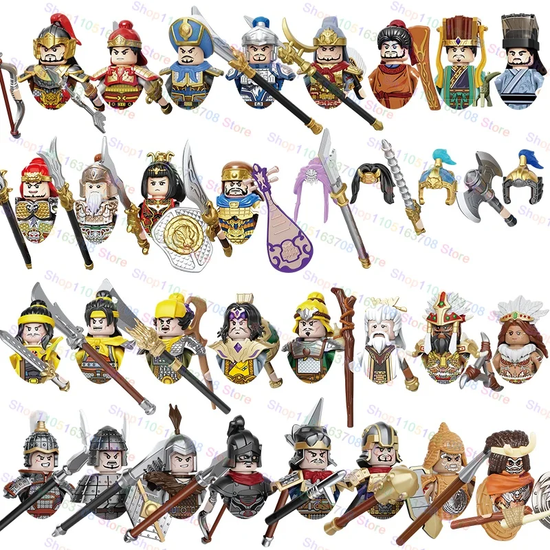 أنيمي الكرتون الممالك الثلاثة تساو شيوان تشيوان ليو باي شخصيات اللبنات اكسسوارات لعب الأطفال هدية الكريسماس