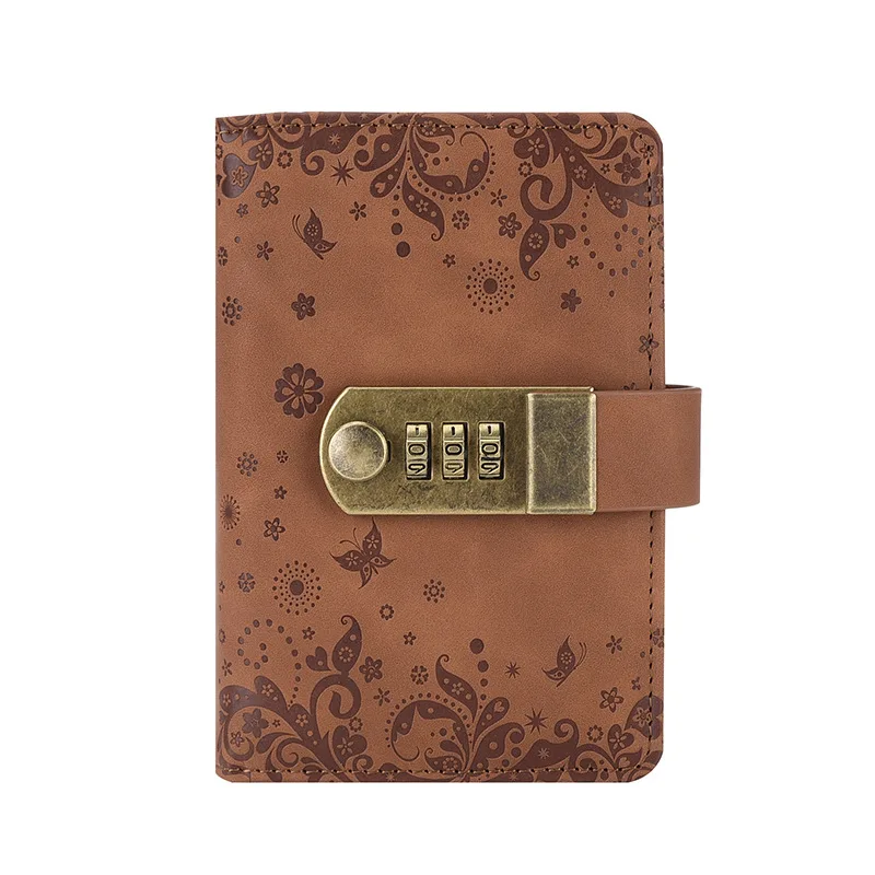 A7 240 Pages Diary Password Book With Lock Notepad Small Stationery Notebooks and Notepads Planner Notebook Retro Writing Pads