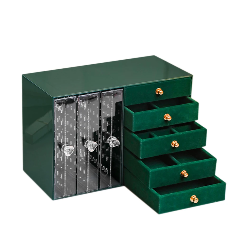 

5 3 Storage Box Necklace Earrings Storage Holder With Drawer Holder ganizer Display Case Multi Layer Drawer Green