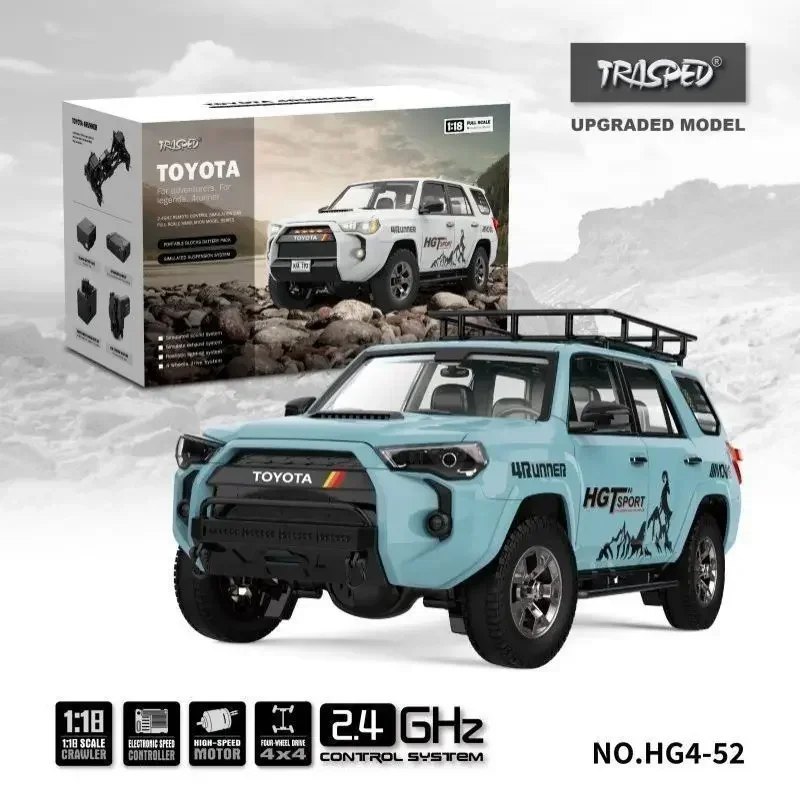 2024 HG 4Runner 1:18แบบจำลองไฟฟ้าสูง2.4G รีโมทคอนโทรลขับเคลื่อนสี่ล้อ kado ulang tahun ของเล่นผู้ใหญ่เด็ก