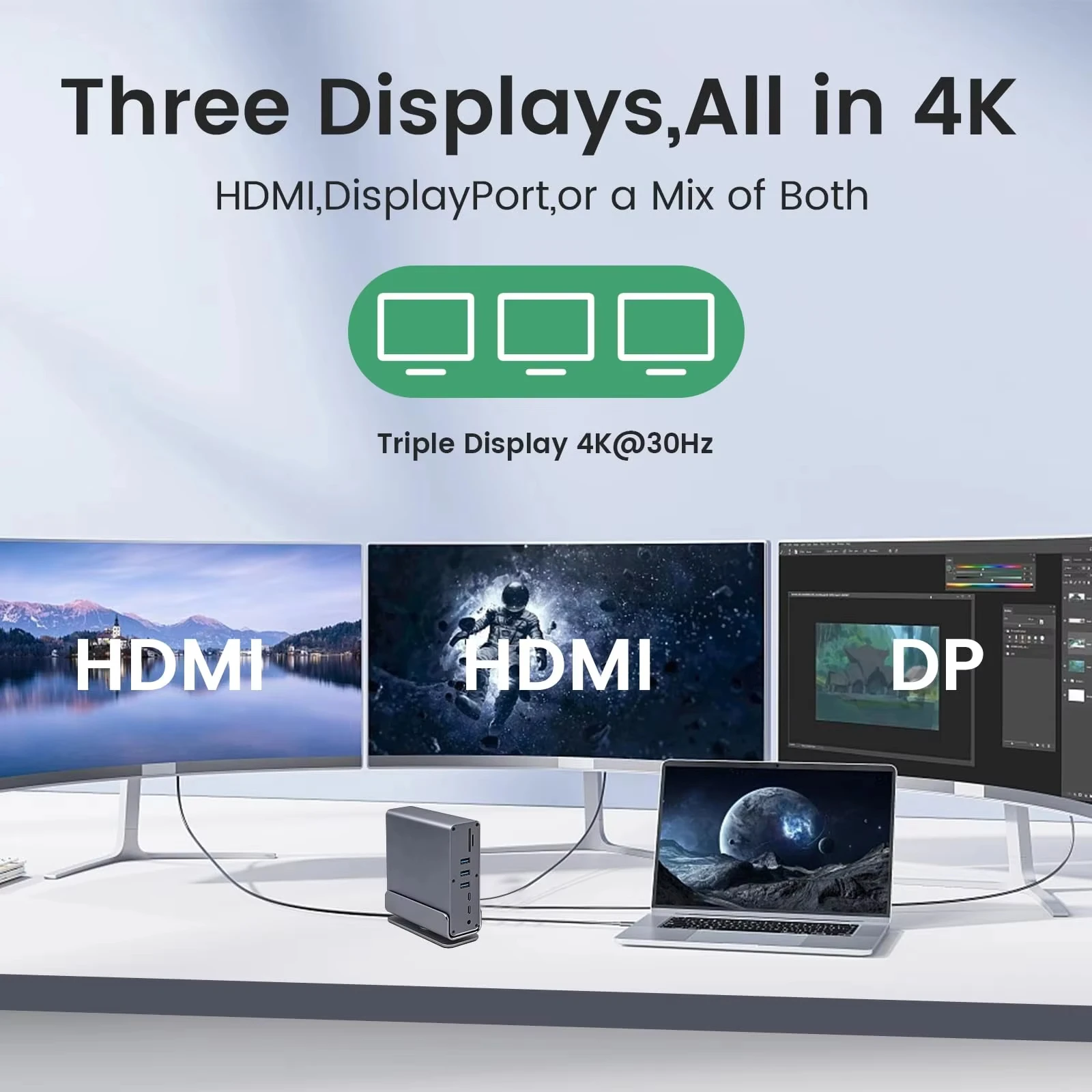 Imagem -06 - Docking Station Multiporta com Dupla 4k Hdmi Displayport Portas Usb 100w pd Áudio sd tf Suporte Usb Hubs Usb-c 16 em 1