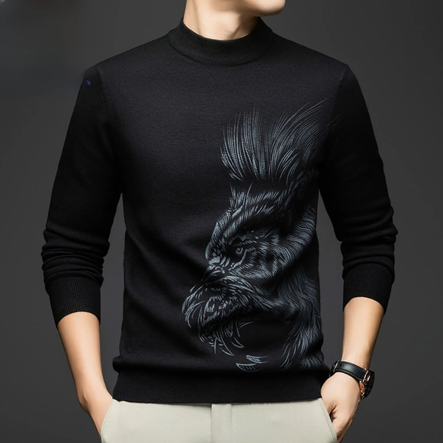 

Мужской шерстяной свитер Legend Paul с высоким воротником, повседневный, с длинным рукавом, вязаный