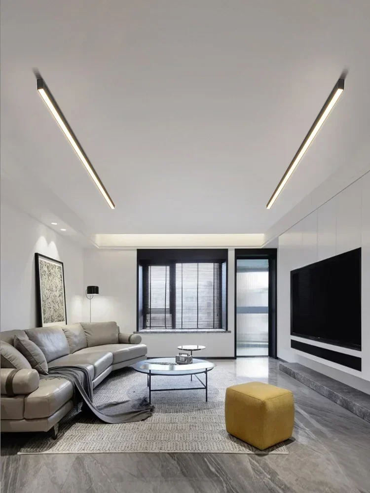 Imagem -03 - Led Superfície Linear Luz de Teto Long Strip Minimalista Preto Lâmpada Varanda Corredor Vestiário Sala de Estar Sala de Jantar