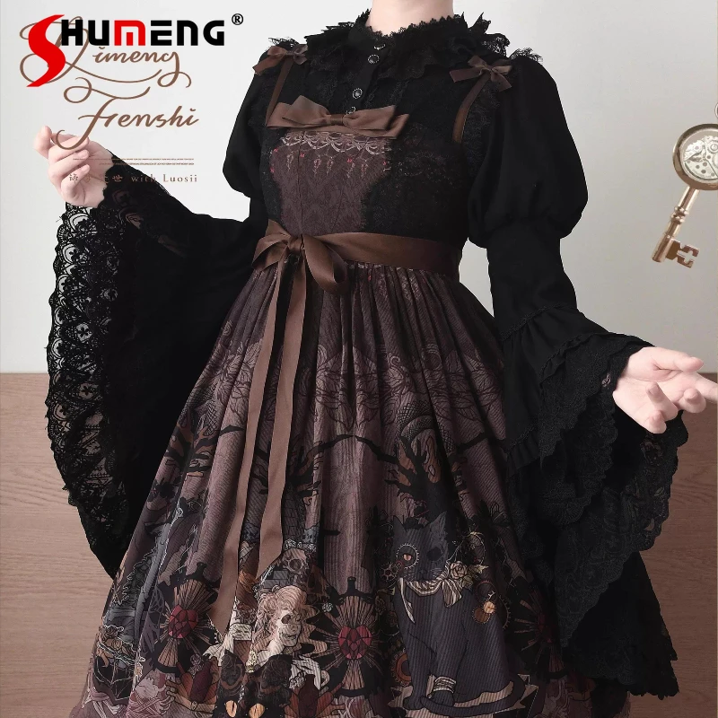 

Original Lolita Style Ji Sleeve Inside Shirt Autumn New 2025 Japanese Sweet Cute Lace Slim-fIt Elegant Bottoming Tops Mujer