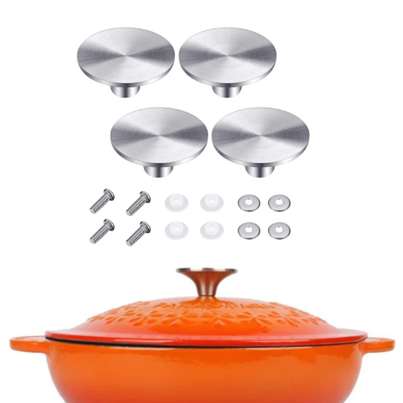 367A 2 Sets/4 Sets Dutch Oven Knob Stainless Steel Pot Pan Lid Cover Handle Replacement Accessories Kits for Kitchen Cookware