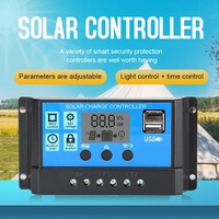 New 12V PWM 10A  20A 30A 40A 50A 60A 70A 80A 90A 100A Solar Charge Controller with Adjustable LCD Display Timer Setting EESBAO