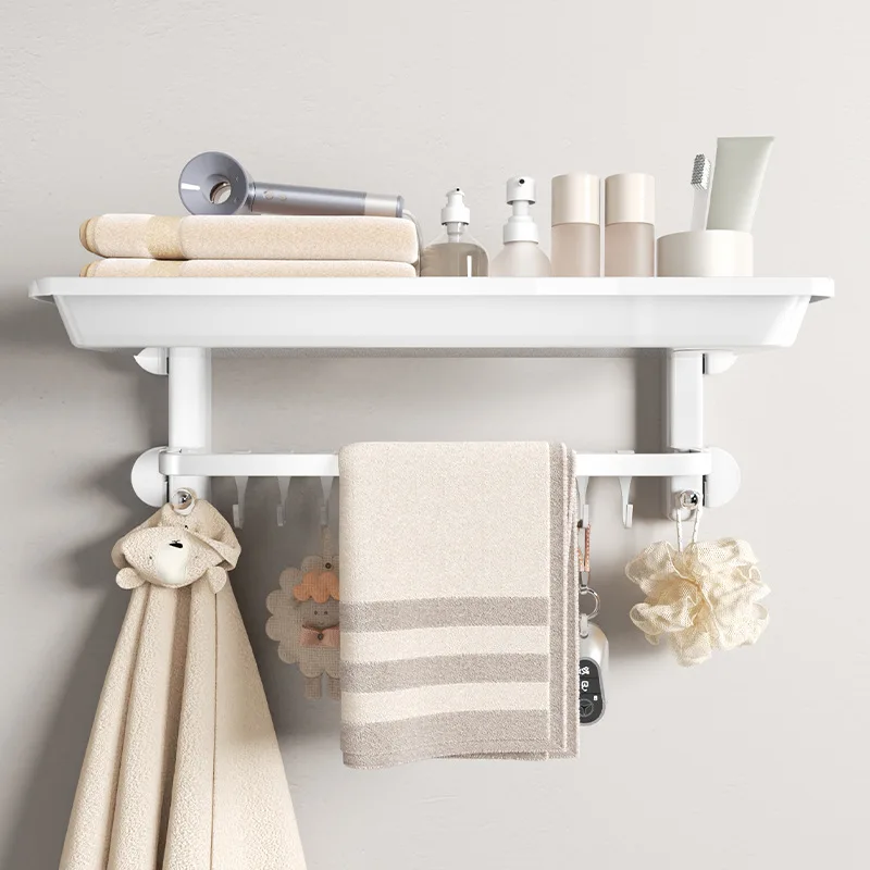 

Suitable forToilet Suction Cup Towel Rack Bathroom Shelf with Hook No punching Wall hanging Bath towel rack Bathroom storage art