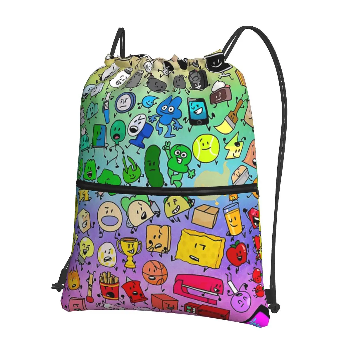 Bfdi unbelebte Wahnsinn alle Charaktere Rucksäcke Kordel zug Kordel zug Bündel Tasche Aufbewahrung taschen für Schüler