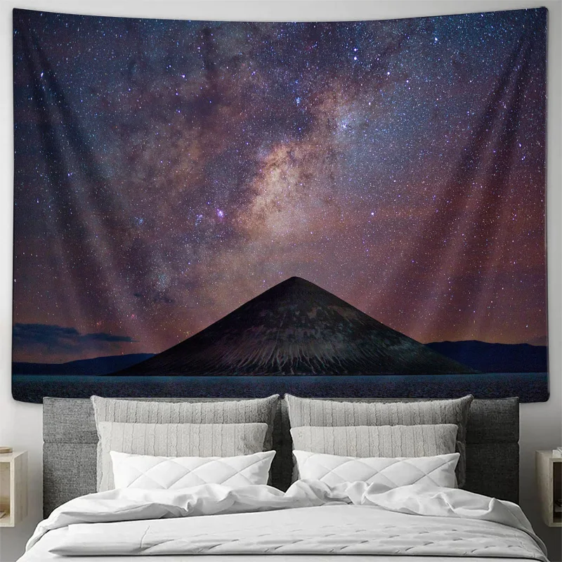 Night Sky Galaxy Volcano Tapestry Bedroom Living Room Art Decor