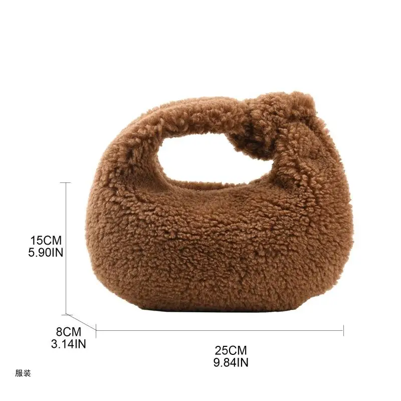 D0UD Underarm Bag Ladies Shoulder Bag Furry Purse Bag for Women