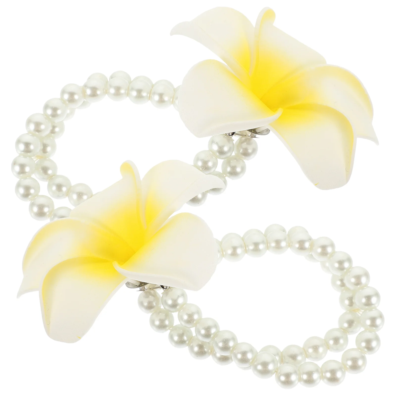 2 Pcs Frangipani Bracelet Flower for Women Ladies Bracelets Artificial Pearl Flowers Chain Imitation Pearls Foam Miss