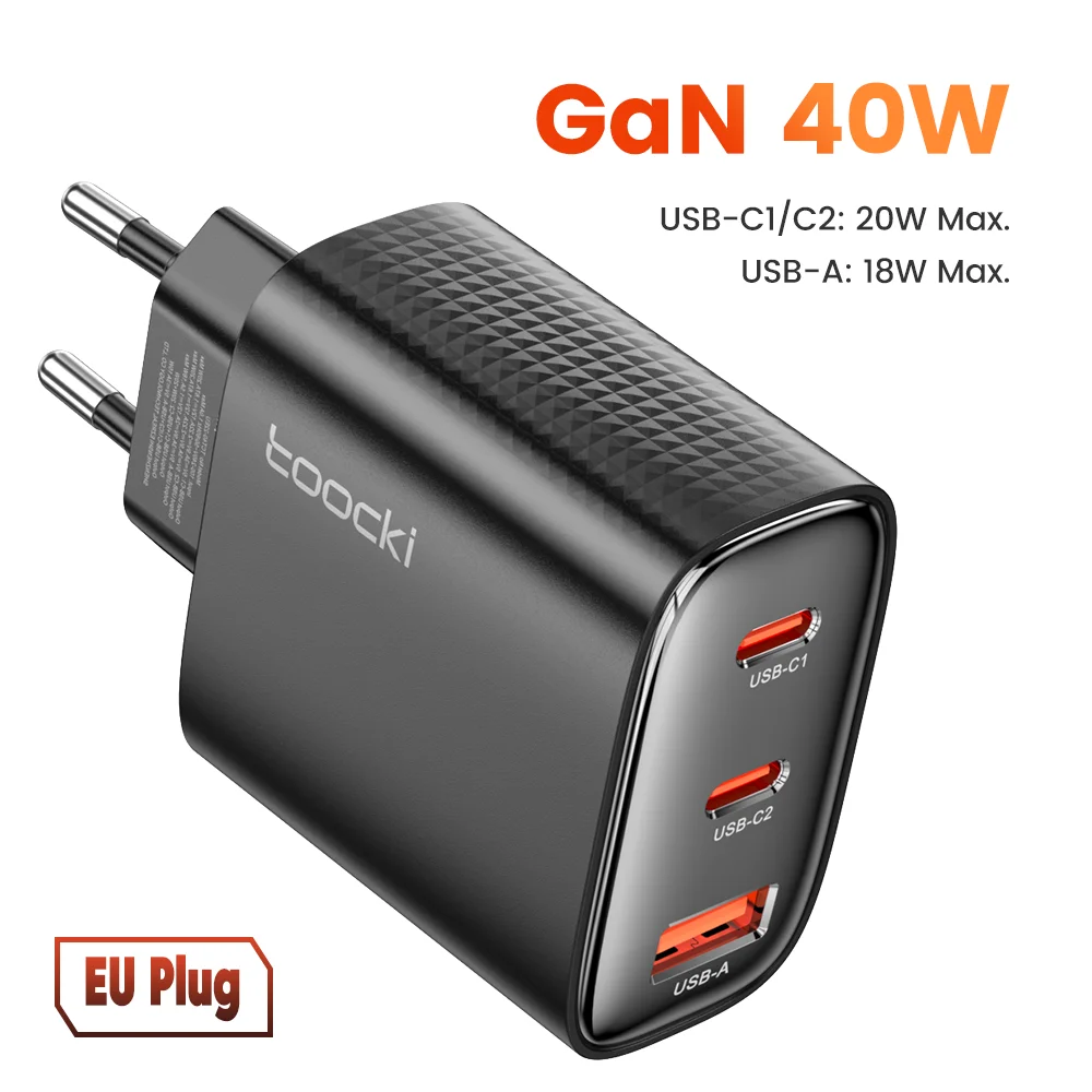 Toocki 40W oplader GaN telefoonoplader snel opladen USB Type C oplader voor iPhone 15 14 13 12 Pro Max iPad Samsung S24 S23 Xiaomi