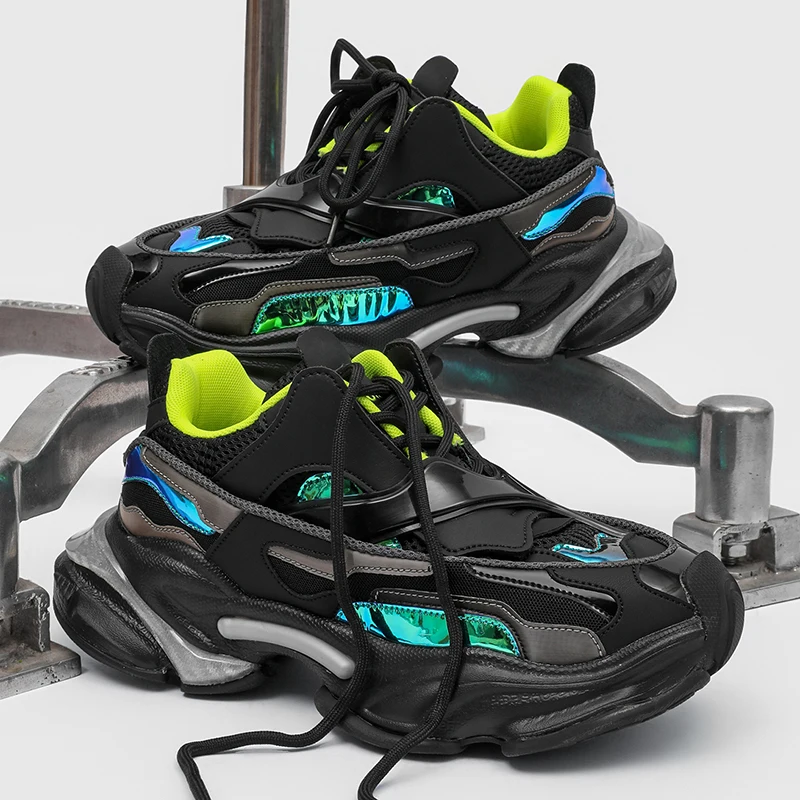 

Dad's shoes men's spring and summer couple's new black versatile thick sole height increasing sports and leisure shoes women