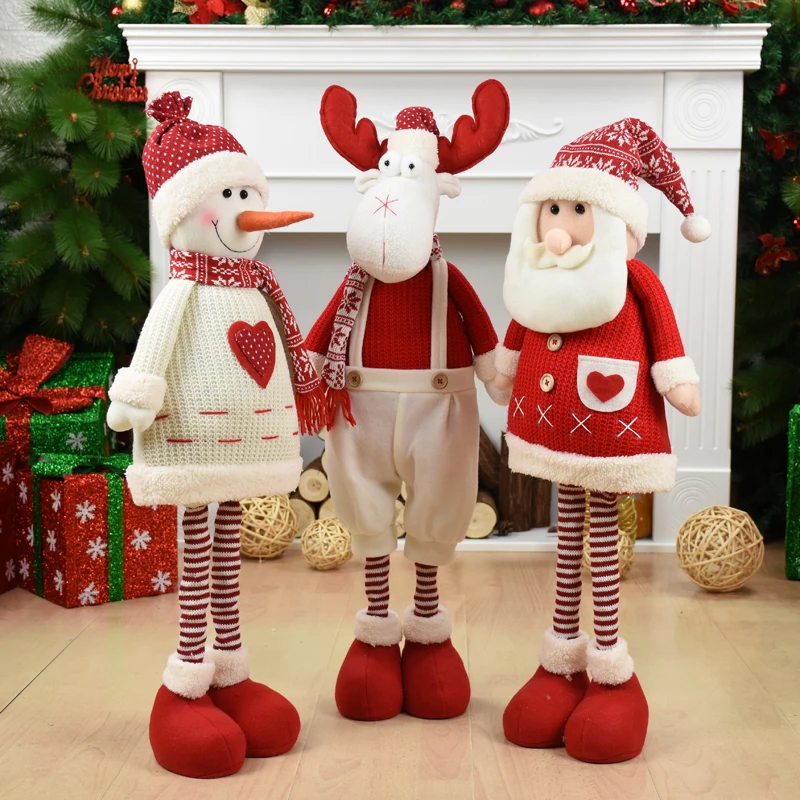 Christmas Decorations for Home Red Elk Dolls Wedding New Year Xmas Decor Lovely Figures Sitting Toys Kids Festival Gift Kerst