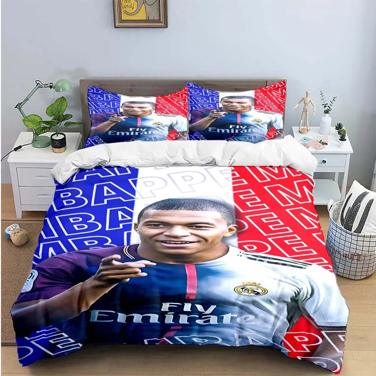 3PCS Single-sided M-Mbappe football Printed Comforter Bedding Sets Comfortable Bedspreads Comforter Duvet Bedding Birthday Gift