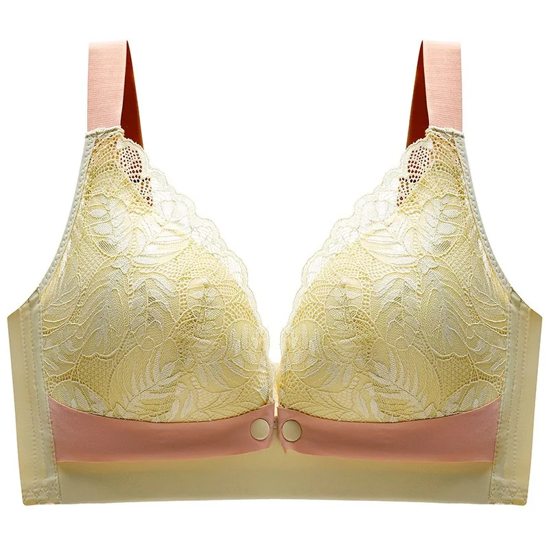 Color-block Lace Patterned Nursing Ladies' Bra  Women Woman Brassiere Front Clasp Postpartum Push-up Support Maternity Girls Bra