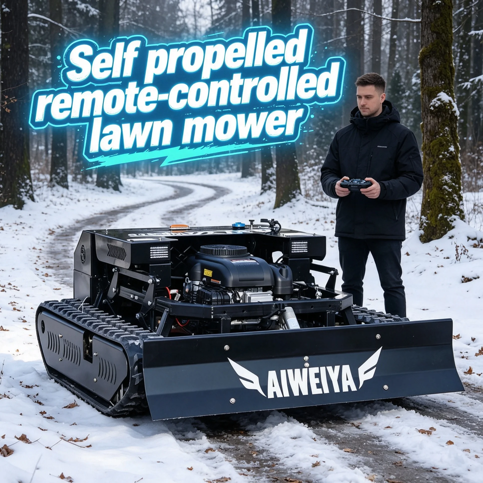 Customized intelligent robot lawn mower 900, equipped with display screen, can add snow shovel for multi‑functional all‑season