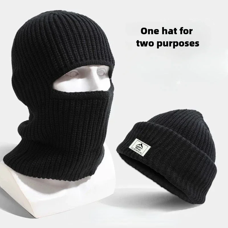 AliExpress NONE 2 in1 Winter Balaclava Beanie Hat Knitted Full Face Mask Warm Ski Tactical Cycling Cap Men Women Outdoor Sports Earmuffs Hat